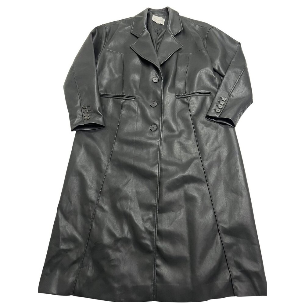 Dept. Anonym Faux Leather Coat in Black